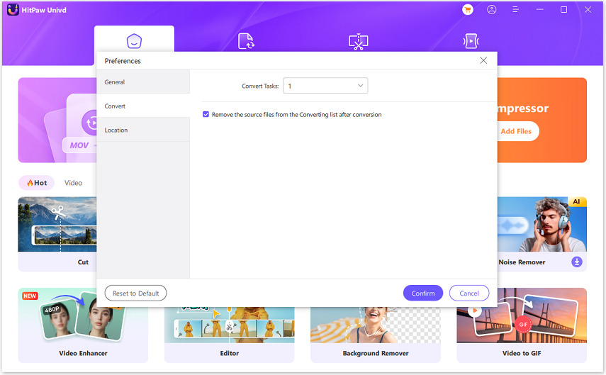 HitPaw Vido Converter Convert Preferences